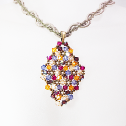 Pendant 45cm - Malvina Rhombus M-Khaki Braid - Pendant 45cm - Laiton bronze